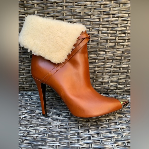 Philosophy di Lorenzo Serafini Shearling Fur Cuff Leather Boots, Size 40, NEW - Picture 7 of 11